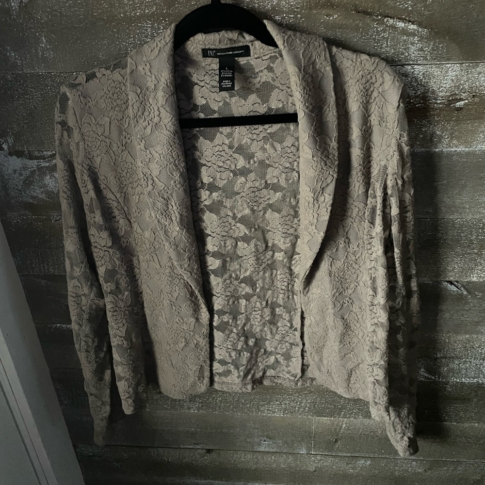 INC International Concepts Lace Blazer - Taupe